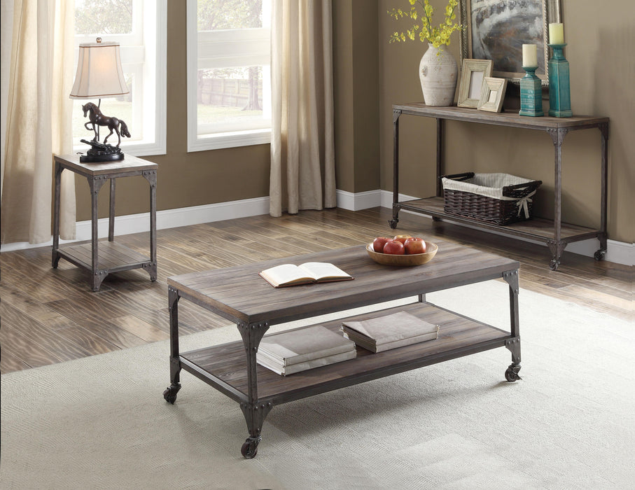 Gorden Weathered Oak & Antique Nickel Coffee Table image