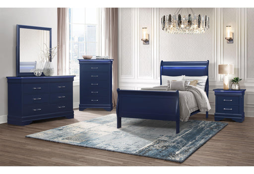 CHARLIE BLUE TWIN BED, DRESSER, MIRROR, & NIGHTSTAND image
