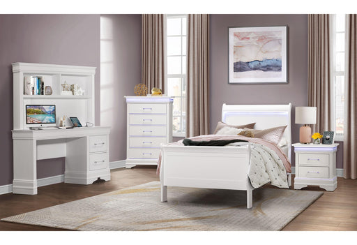 CHARLIE WHITE TWIN BED, DESK WITH HUTCH, NIGHTSTAND AND CHEST image