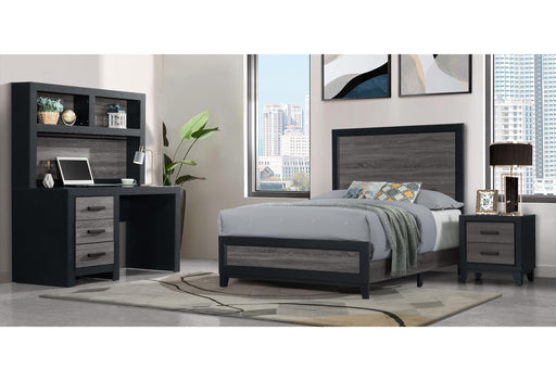 LISBON GREY/BLACK TWIN BED, DESK, NIGHTSTAND AND CHEST image