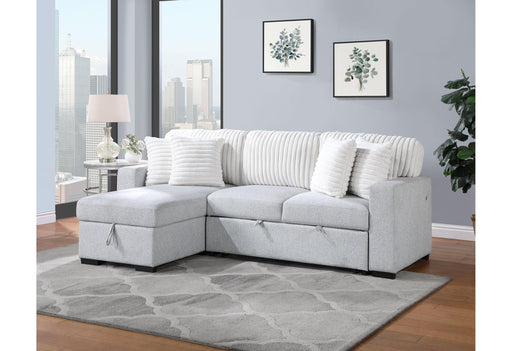 U0204 LIGHT GREY /WHITE PULL OUT SOFA BED image