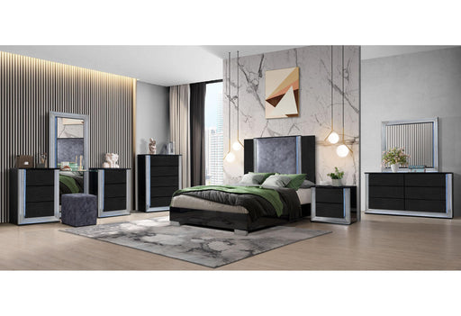 YLIME WAVY BLACK QUEEN BED GROUP WITH VANITY SET image