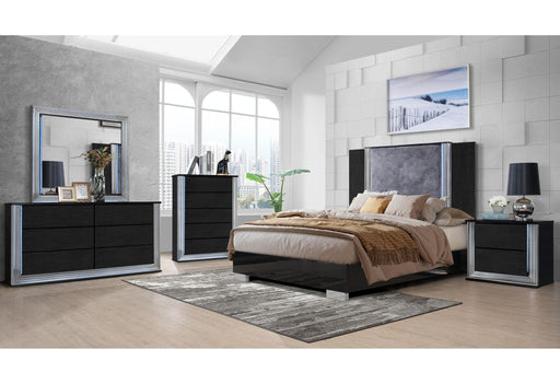 YLIME WAVY BLACK QUEEN BED GROUP image