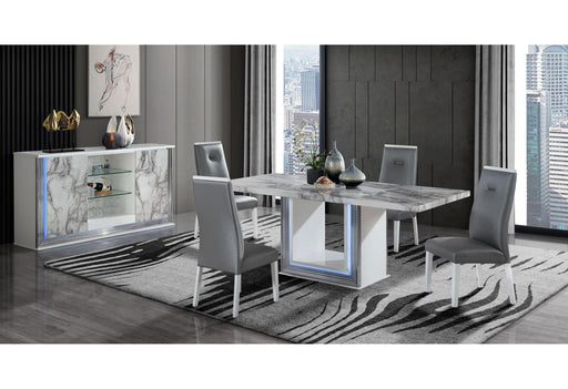 YLIME WHITE MARBLE DINING TABLE + YLIME GREY DC image