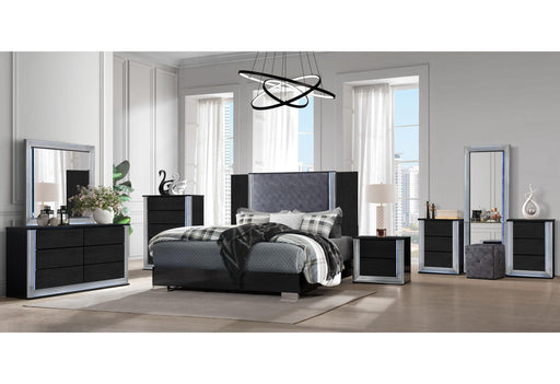 YLIME WAVY BLACK KING BED GROUP WITH VANITY SET image