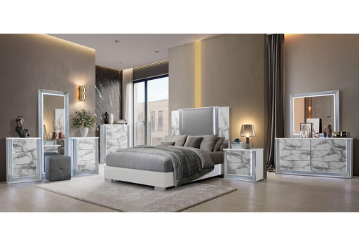 YLIME WHITE MARBLE KING BED GROUP WITH VANITY SET image