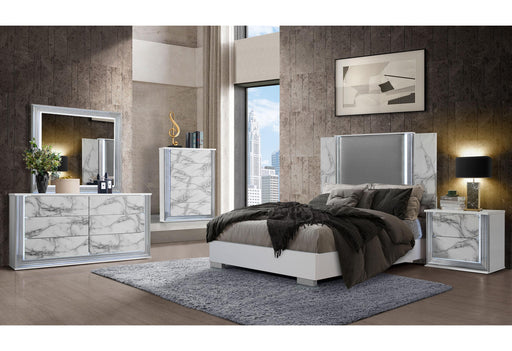 YLIME WHITE MARBLE QUEEN BED GROUP image